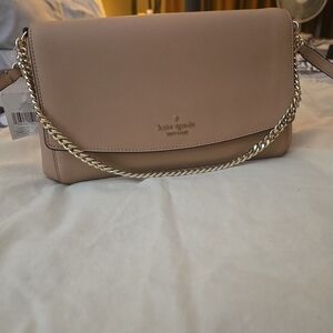 Kate Spade Beige Crossbody Bag with Gold Chain